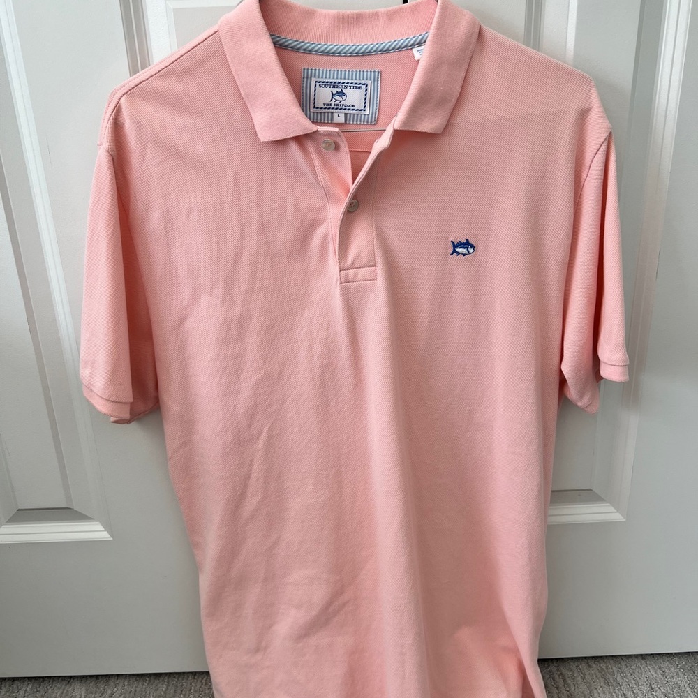 Southern Tide Men's Peach Shipjack Polo Shirt - Size L